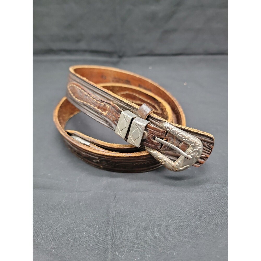 TEXTAN Western Leather Belt Cowhide 1935 Size 34 USA Made